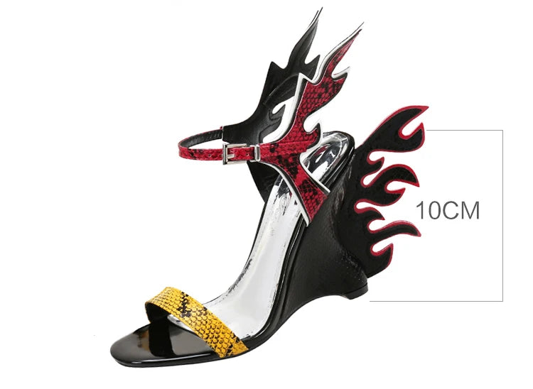 Patent Leather Gladiator Platform Wedge Sandals — Orange | KIMLUD