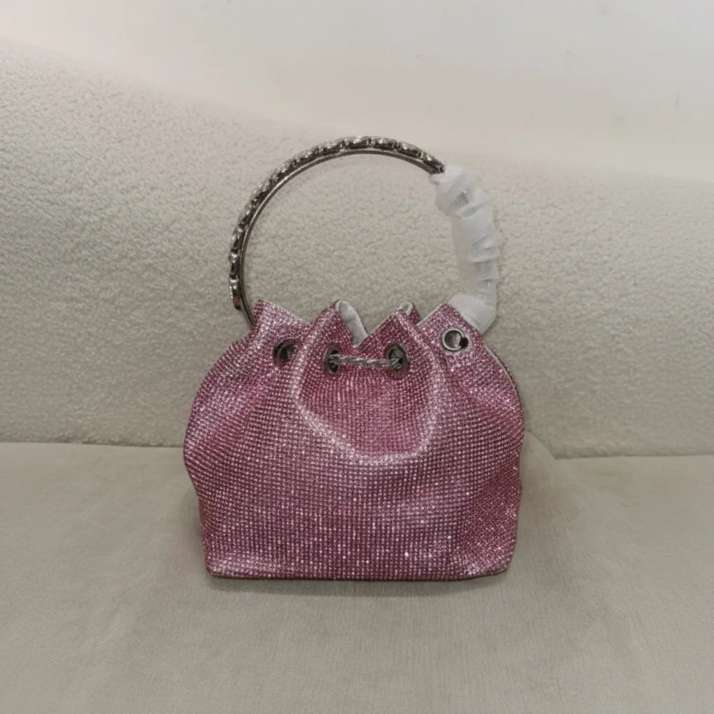 Metal Turkish Tulip Motif Evening Clutch — Pink | KIMLUD