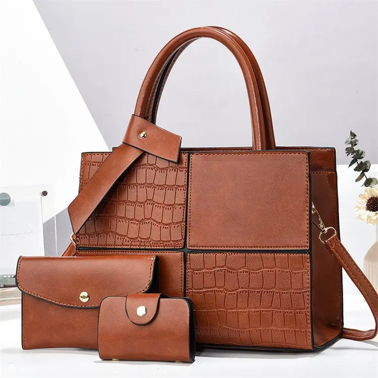 2025 Women's Handbags Designer Bags Capacity with Zip Casual Style Three Piece Pu Leather Handbag
