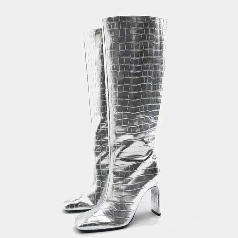 stylish-womens-long-boots-thick-heels-square-toe-fashion-knee-high-booties-animals-pattern-gold-silver-shoeskimlud-womens-fashion-34628689