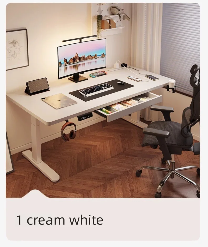 Solid Wood Standing Desk With Drawer — Dark Walnut | KIMLUD