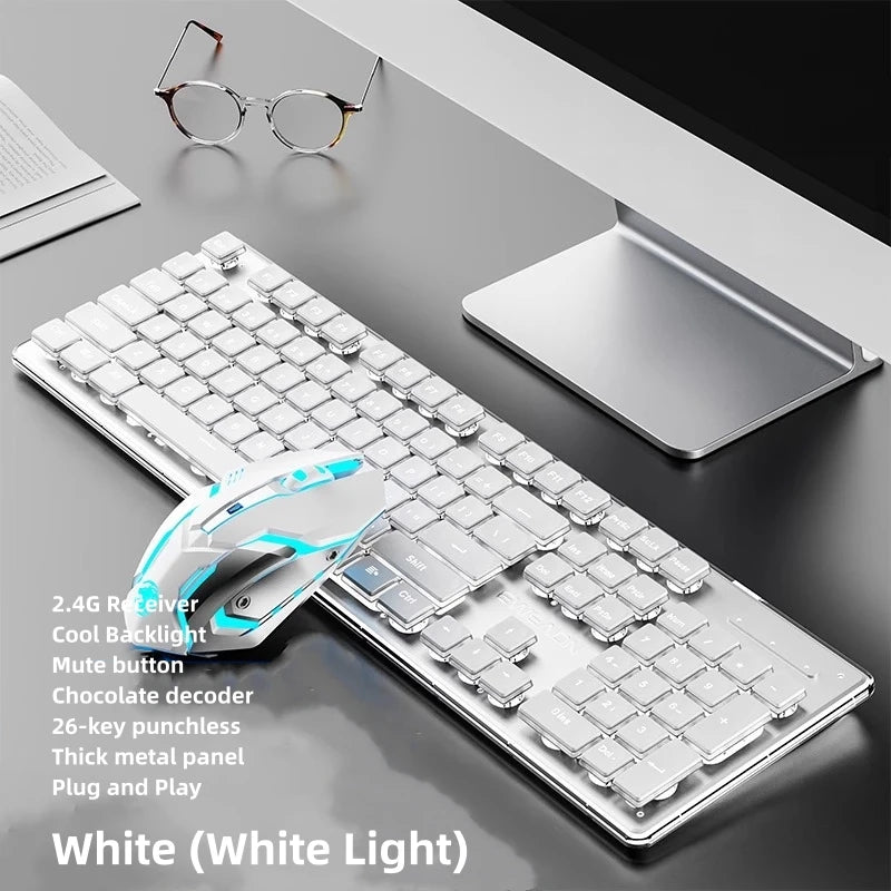 Metal Chassis Keyboard And Mouse Set Ultra-Thin Wireless Mechanical — Matte Black | KIMLUD