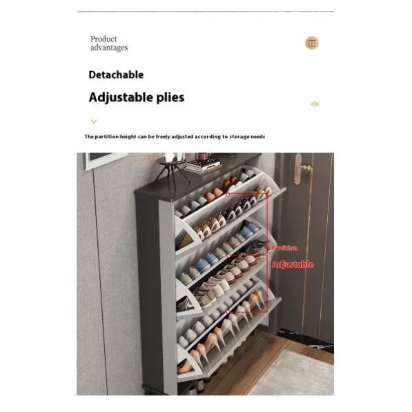 Ultra-Thin MDF Entryway Shoe Cabinet Large Capacity — Cool Gray | KIMLUD