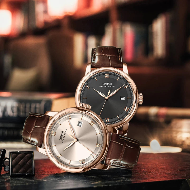 Switzerland LOBINNI Men Watches Luxury Brand Perpetual Calender Japan MIYOTA Auto Mechanical Men's Clock Sapphire Leather