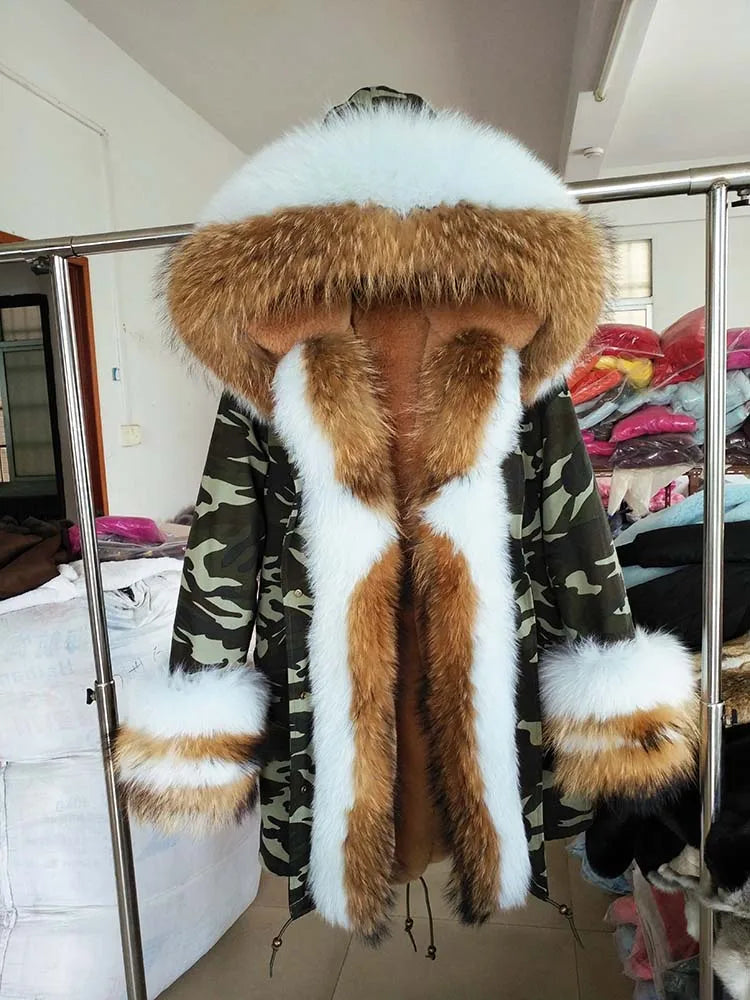 OFTBUY 2022 Long Parka Real Fur Coat Winter Jacket Women Natural Raccoon Fur Fox Fur Collar Hood Cuffs Thick Warm Outerwear New