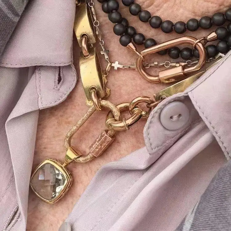 Imitation Pearl Coin Charm Necklace — Grey | KIMLUD