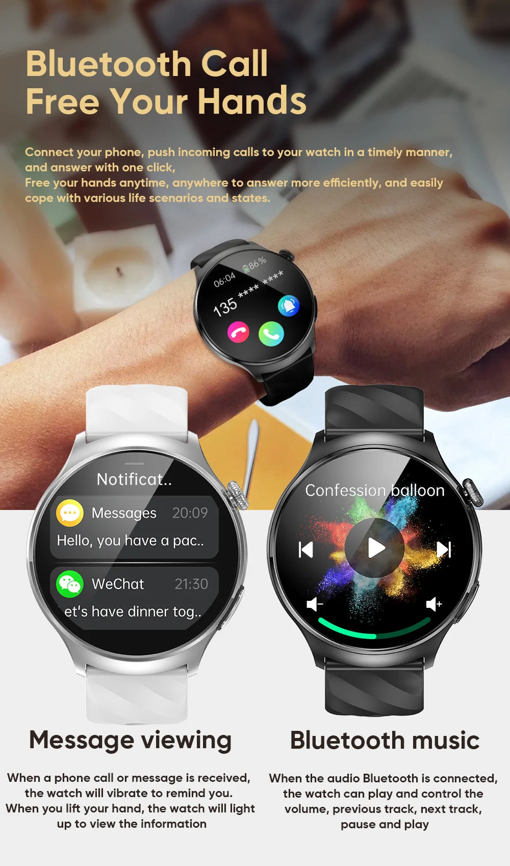 VALDUS ECG Health Smart Watch AMOLED Screen Support Smart Voice Assistant Body Temperature Monitoring NFC VE62 PRO Smartwatch