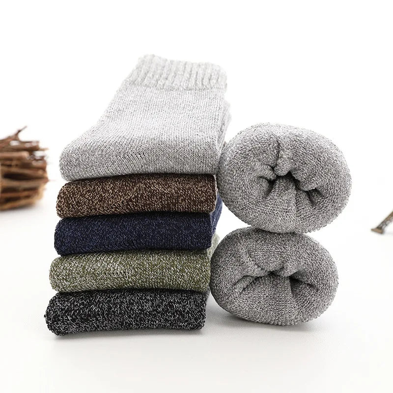 Thermal Cotton-Blend Socks 5-Pair Pack For Men — Black | KIMLUD