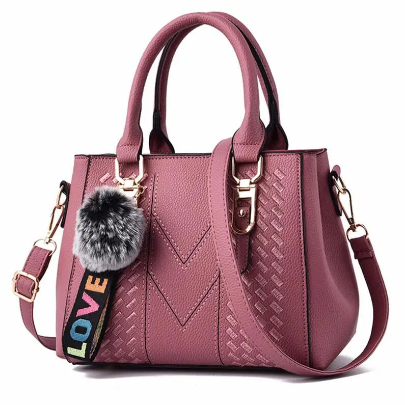PU Leather Messenger Bag Embroidered Chevron — Taupe | KIMLUD