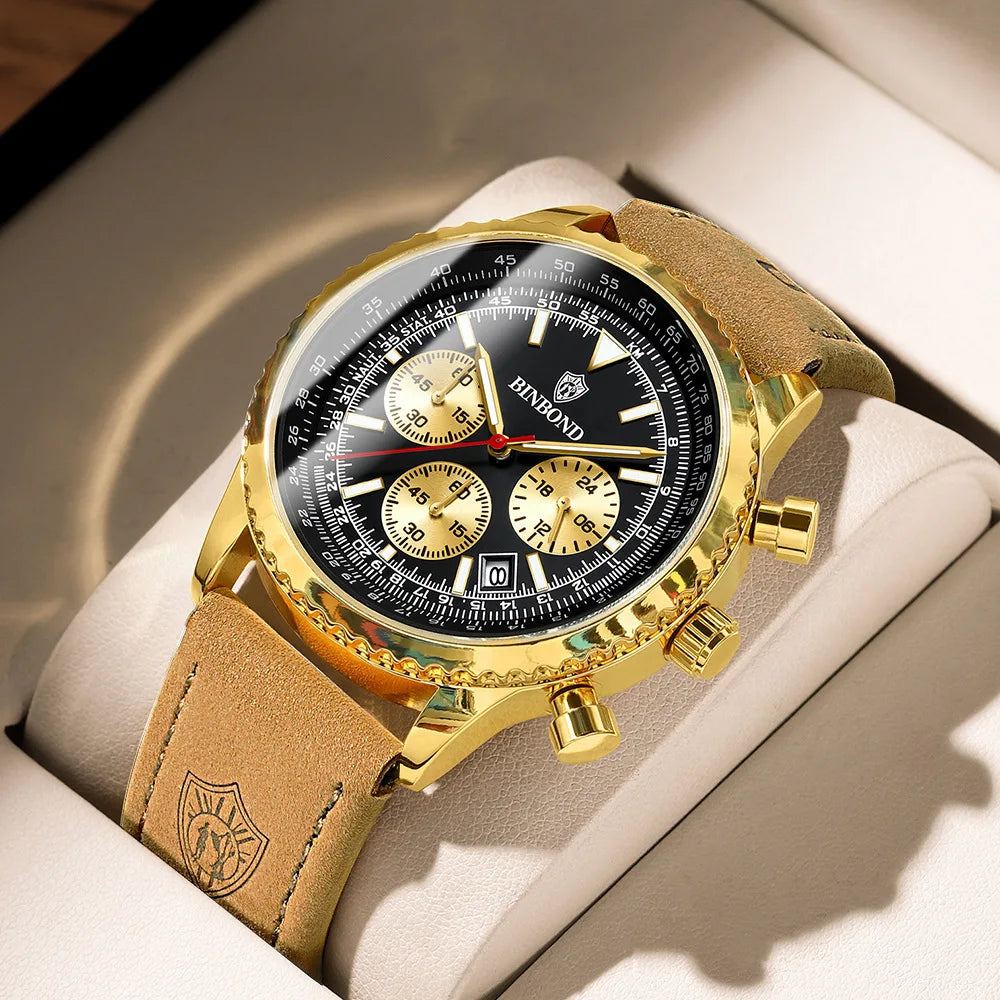 Binbond B6606 6606 Fashion Business Sports Luminous Classic Quartz Watch 30M Waterproof Calendar Creative Clock Men's Wristwatch
