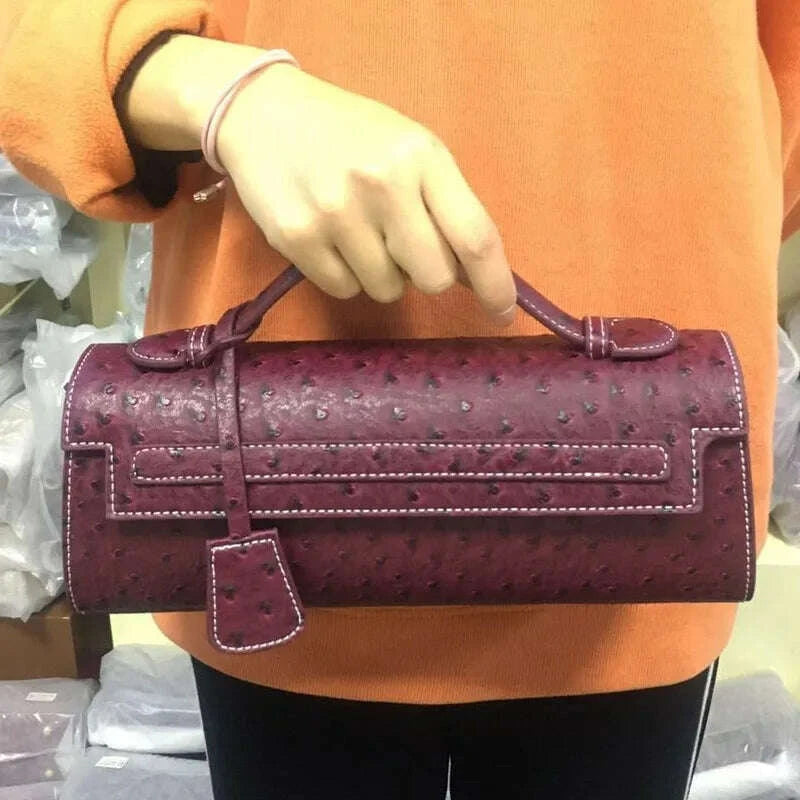 Classic Elegant Ostrich Women Clutch Bag Python Handbags Ladies Tote Bag Fashion  Tote Purse Female Messenger Shoulder Bag
