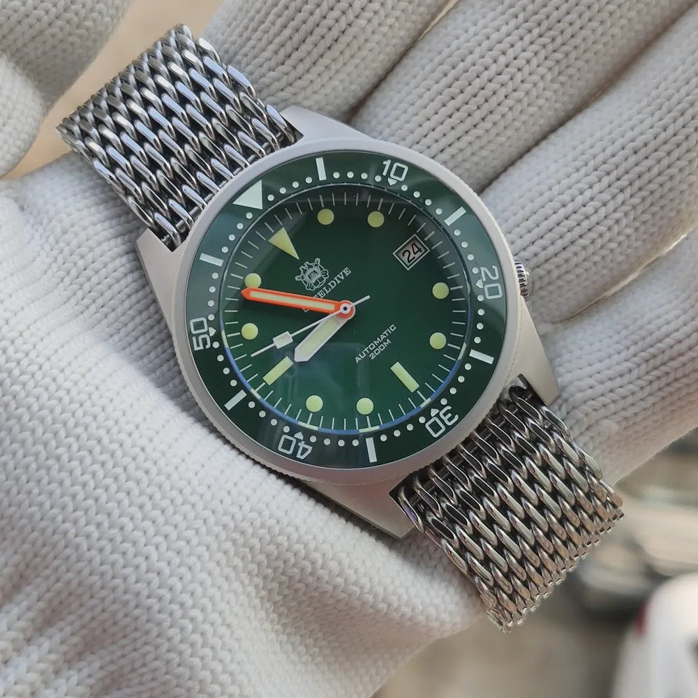 SD1979  New Arrival 2020 Upgraded Version Black Ceramic Bezel Stainless Steel Mens Dive Watch with Signed Crown