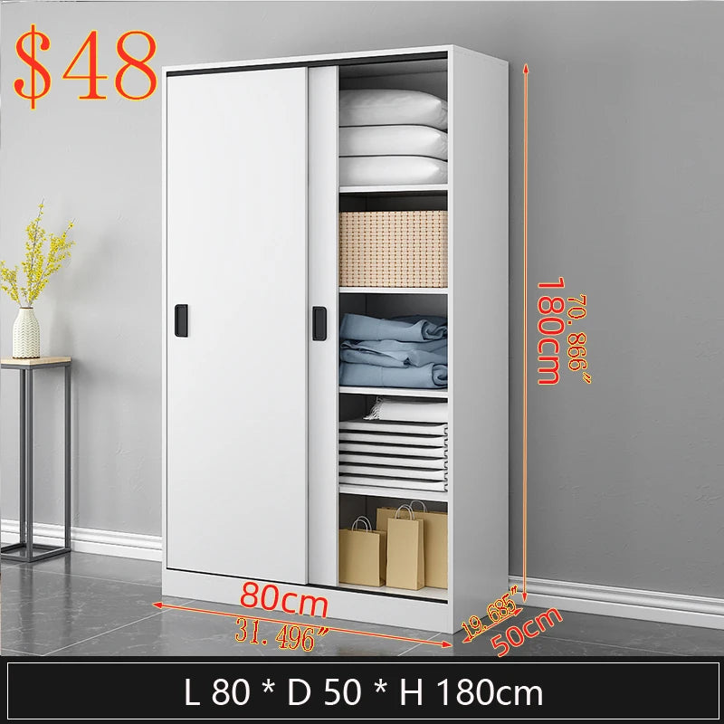 Wooden Wardrobe Minimalist Modern Bedroom Cabinet With Sliding Doors — White | KIMLUD