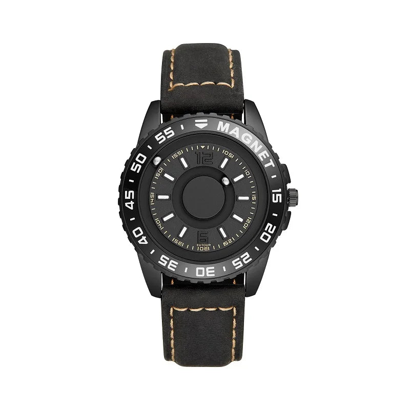 NEW EUTOUR Watch Men Innovative Magnet Ball Show Quartz Men Watch Genuine Leather Canvas Steel Strap Watches Relogio Masculino