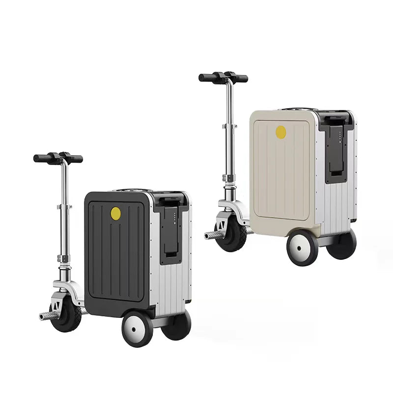 Smart ABS Luggage 20-Inch With Electric Compartment — Black | KIMLUD