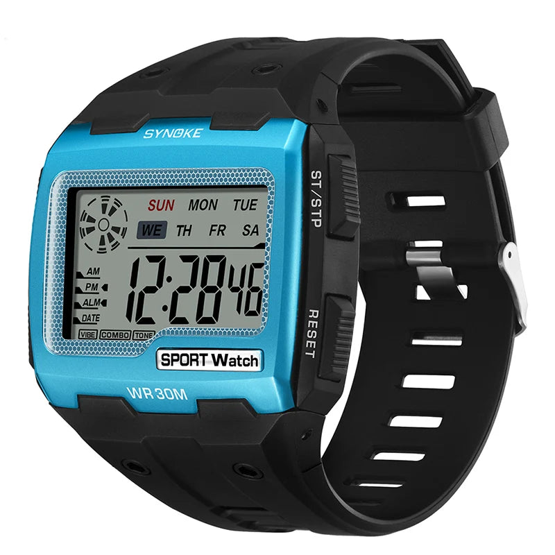 SYNOKE Brand Sport Digital Watch Men Watch New Upgrade Waterproof Square Electronic Watches Male WristWatch Style Clock