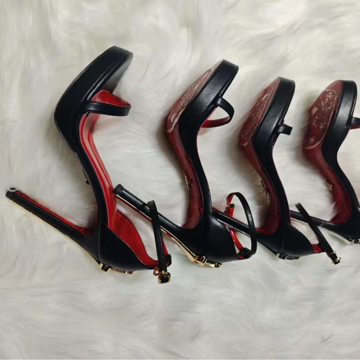 Retro Dress High-Heeled Shoe Pendant with Stiletto Heel Anti-Slippery Rubber Outsole Buckle Strap and Lightweight Design