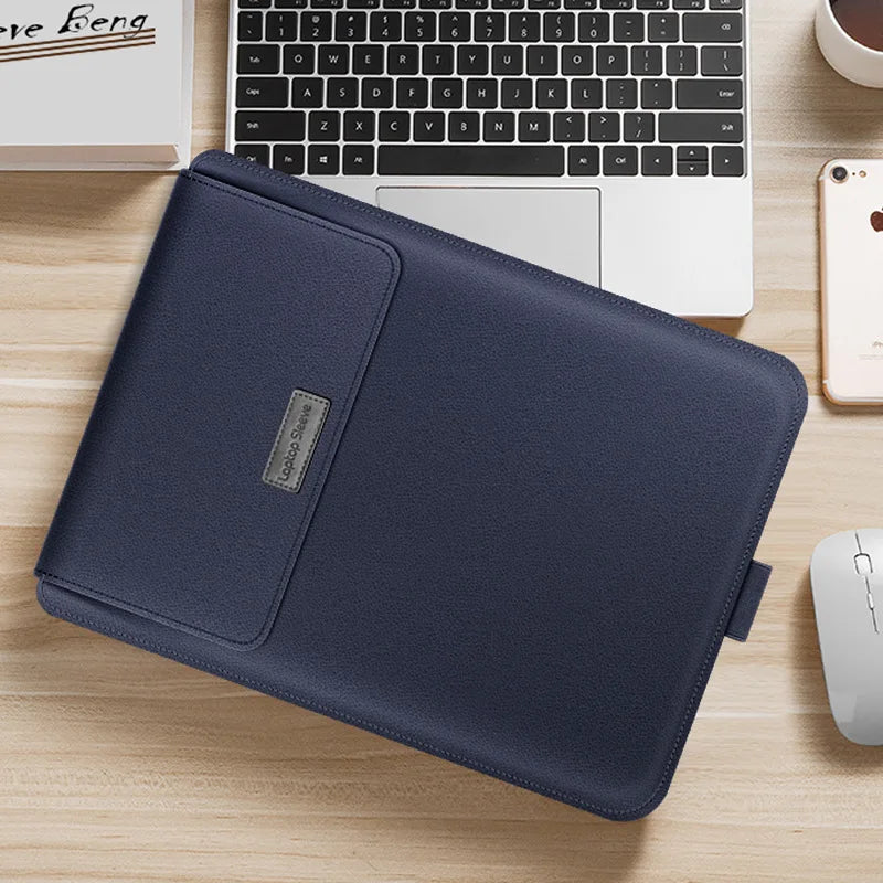 PU Leather Stand Cover MacBook Pro 16 Case — Dark Green | KIMLUD