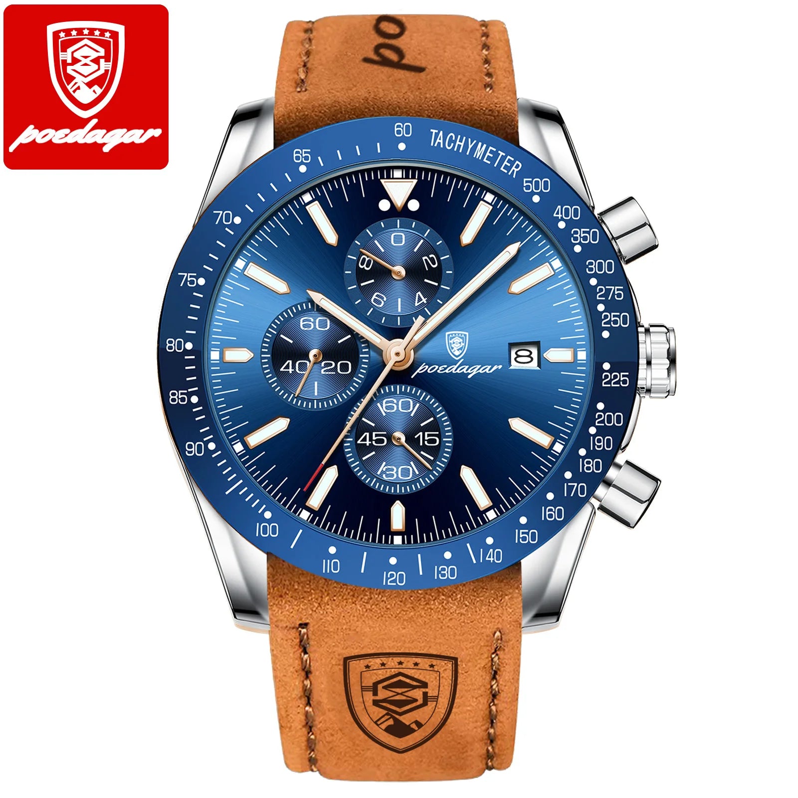 Poedagar 988 P988 Men's Chronograph Quartz Watch Luxury Waterproof Luminous Business Wristwatch for Men Montre Relojes Homme Uhr