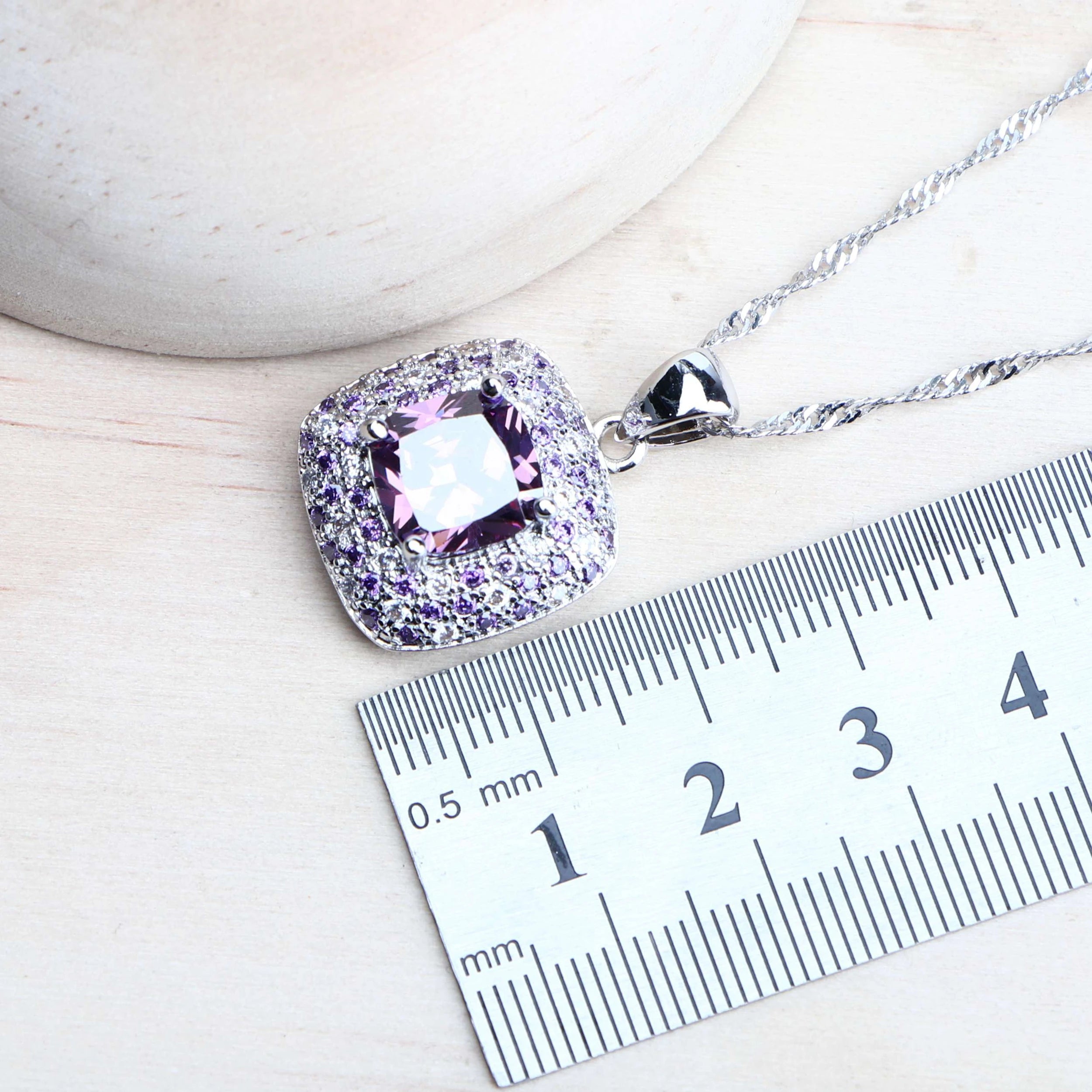 Sterling Silver Jewelry Set Bridal — Purple | KIMLUD