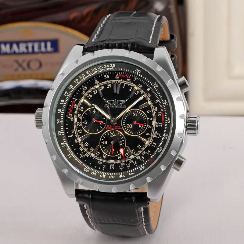 Blue Glass Design Automatic Stainless Steel Men's Business Mechanical Wristwatch with Luminous Date Clock