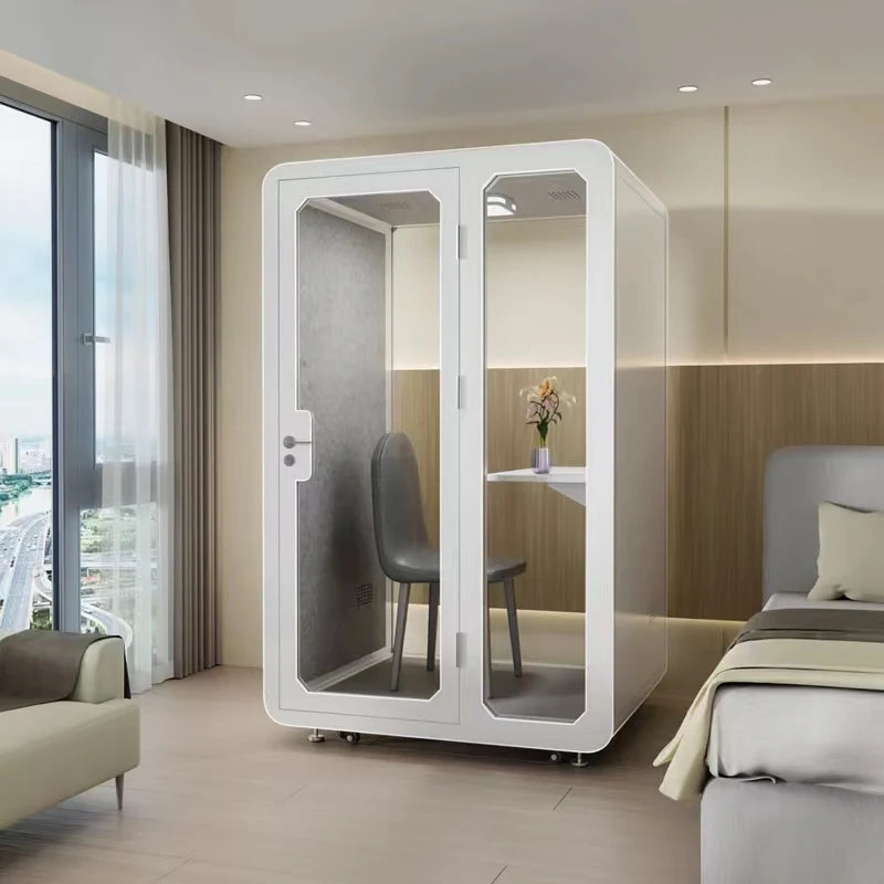 Soundproof Private Office Booth Insulated — White | KIMLUD