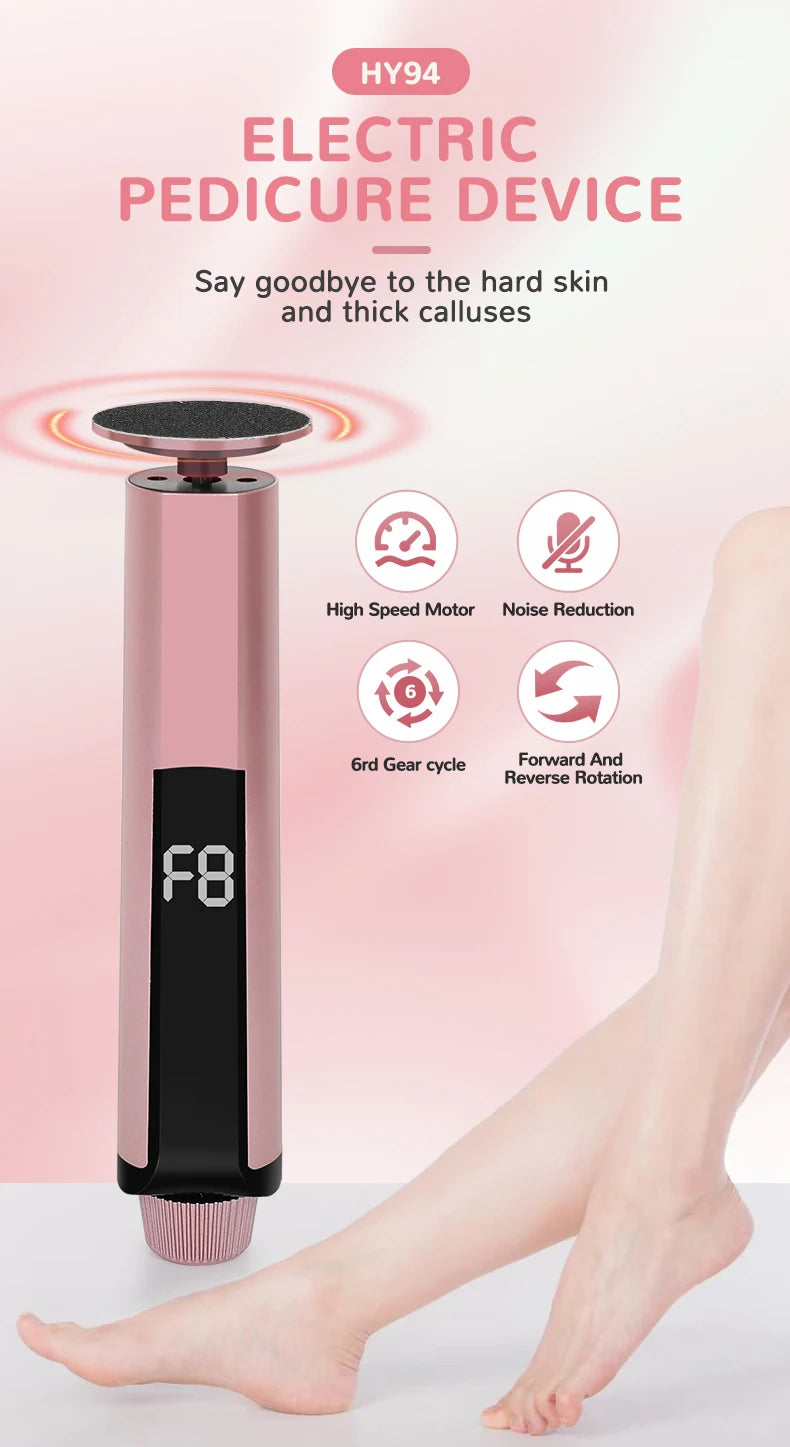 2 In1 Foot Care File Electric Foot Callus Remover Leg Heels Remove Dead Skin Pedicure Tool Set and Replacement Sandpaper New