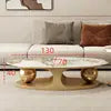 Gold Stainless Steel Center Table Sintered Stone Top — Black and Gold | KIMLUD