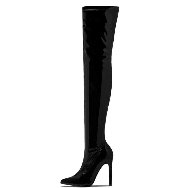 KIMLUD, 2020 Winter New Fashion Over Knee High Boots Long Concise Pointed Toe Side Zip Women Thigh High Boots Big Size 43 Dress Shoes, KIMLUD Women's Clothes