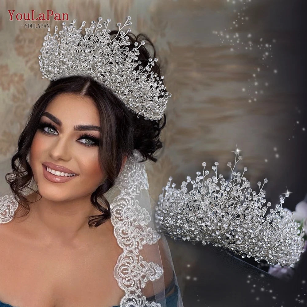 YouLaPan HP193P Wedding Headwear Necklace Earrings Jewelry Set Bride Headbands Rhinestone Headpiece Bridal Tiaras and Crowns