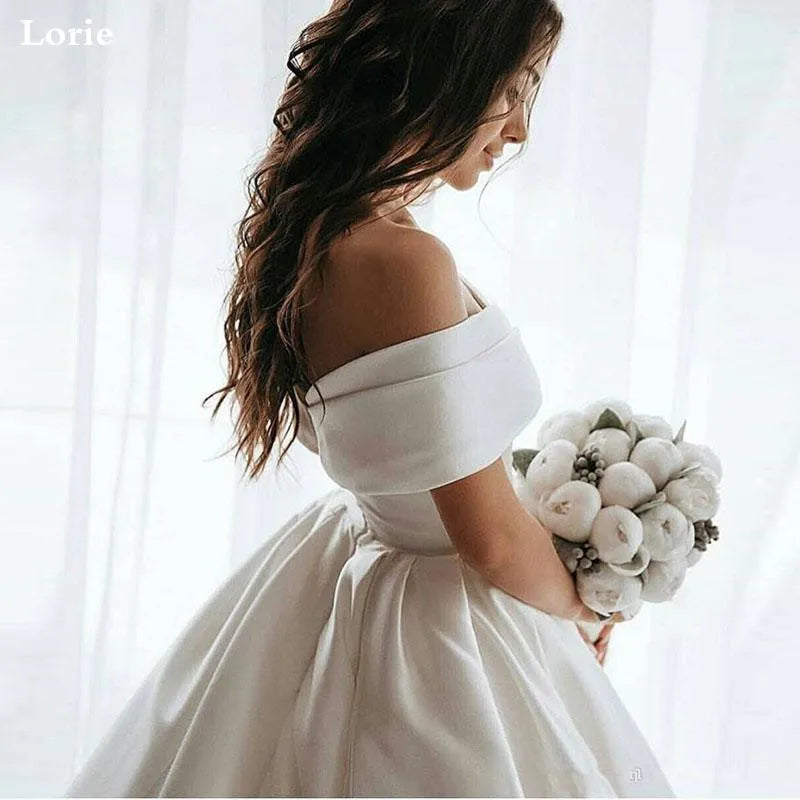 Wedding Dress – Off The Shoulder – Cotton – White | KIMLUD