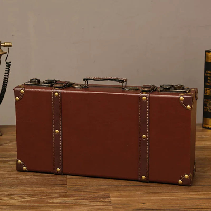 Luxurious Vintage Trunk Suitcases Leather — Brown | KIMLUD