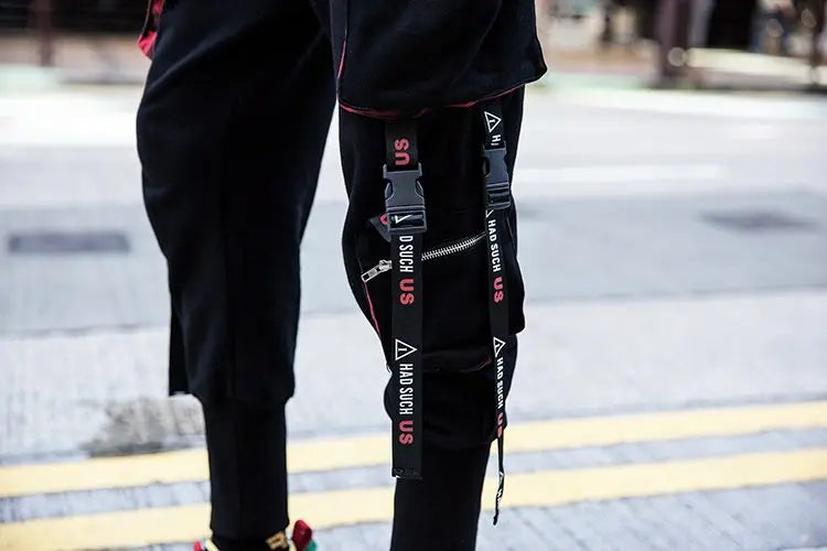 Harajuku Cargo Pants Techwear Joggers Multi Pocket Urban Streetwear Elements — Black | KIMLUD