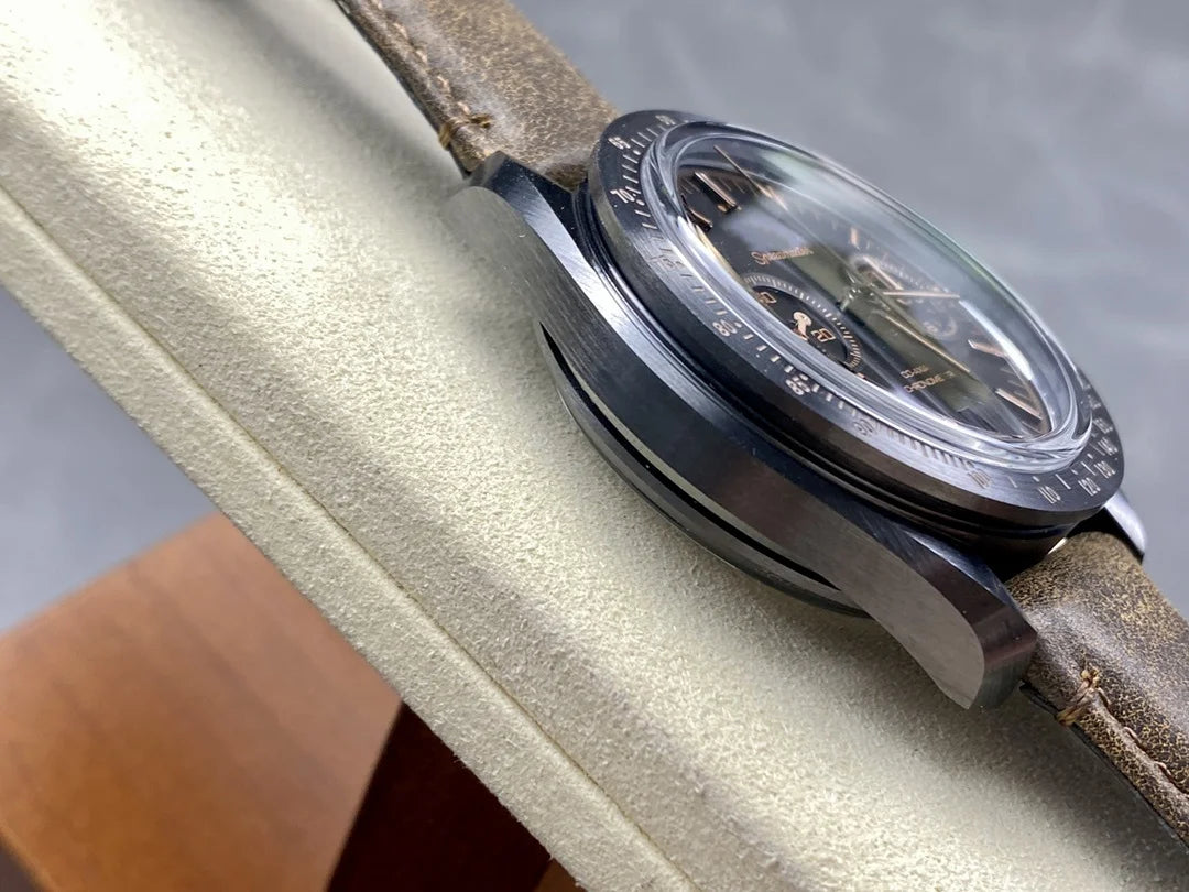 Black Ceramic Chronograph Watch 44mm — Black | KIMLUD