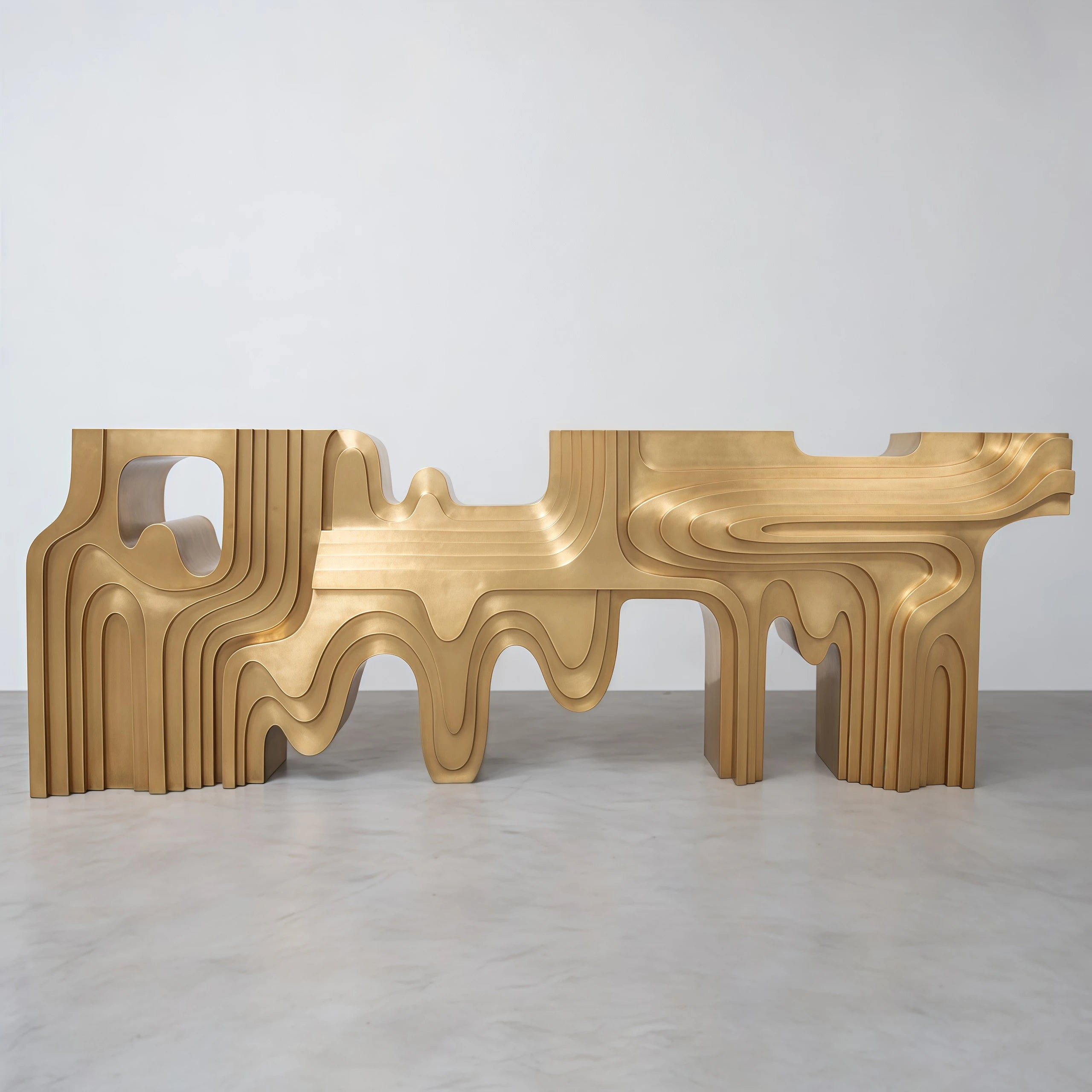 Solid Wood Console Table Pedestal Base — Golden | KIMLUD
