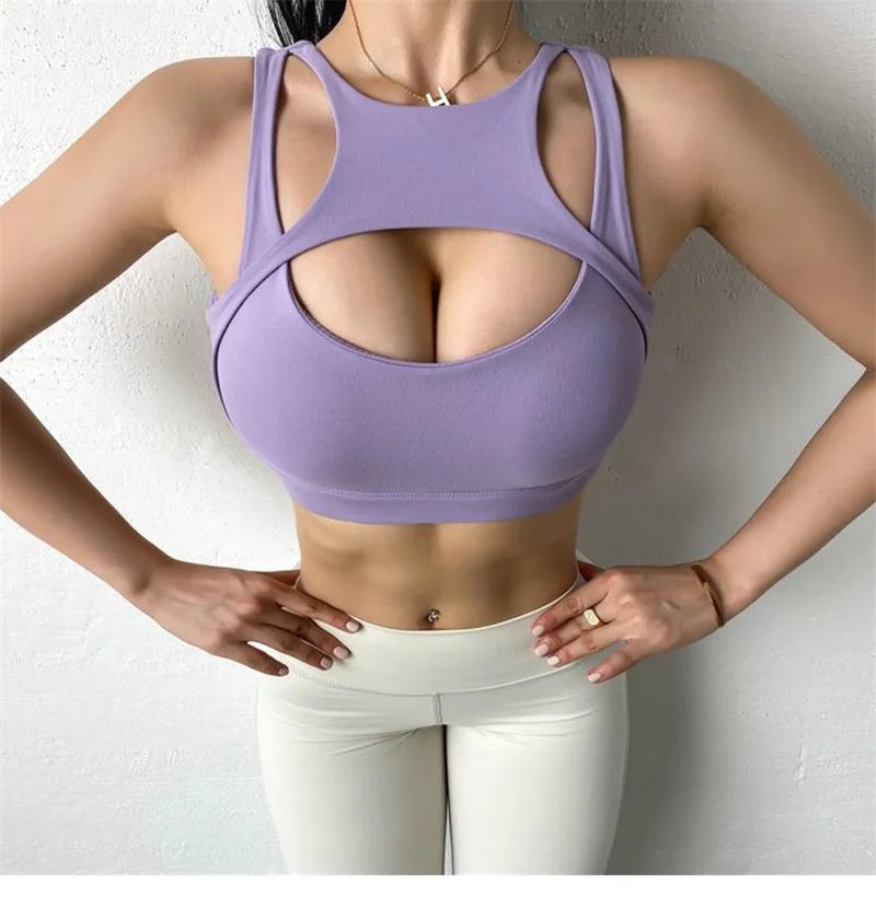 Knit Cloud Hide Sports Bra Crop Top With Pads — White | KIMLUD