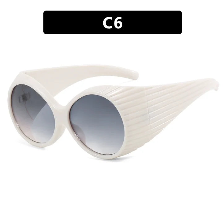PC Thick Frame Round Sunglasses Solid — Black | KIMLUD
