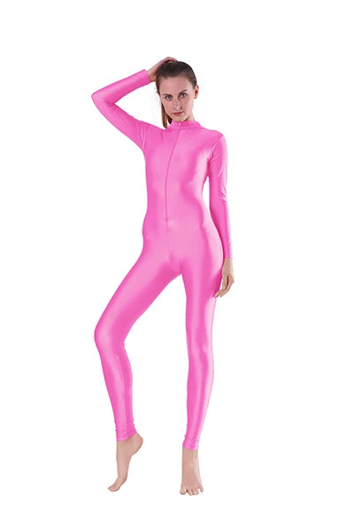 Unitard – Front Zip Mock Neck Long Sleeve – Nylon Elastane | KIMLUD