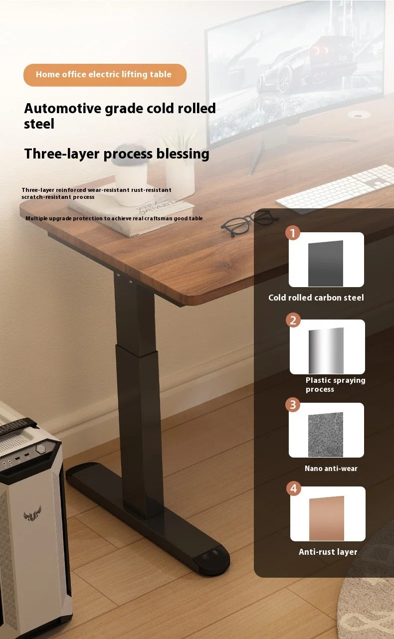 Walnut Wood Desk Extendable Sit-Stand — Walnut Brown | KIMLUD