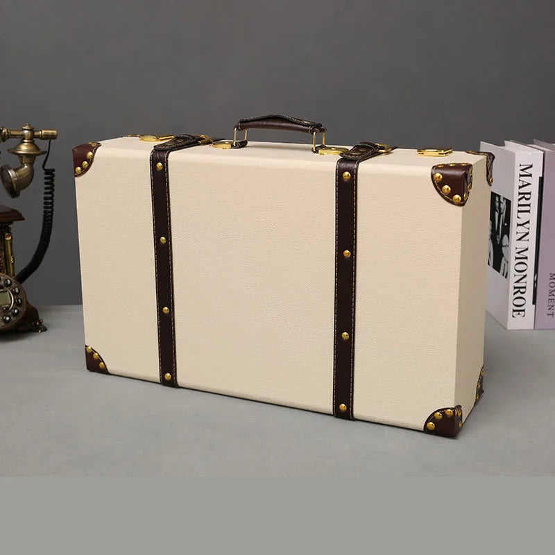 Luxurious Vintage Trunk Suitcases Leather — Brown | KIMLUD