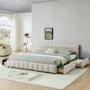 Chenille Upholstered Bed Frame King Size — Deep Charcoal Gray | KIMLUD