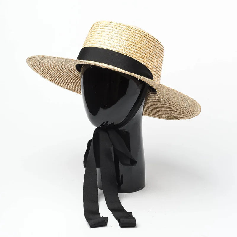 Straw Solid Fedora Hat Unisex Natural — Black | KIMLUD