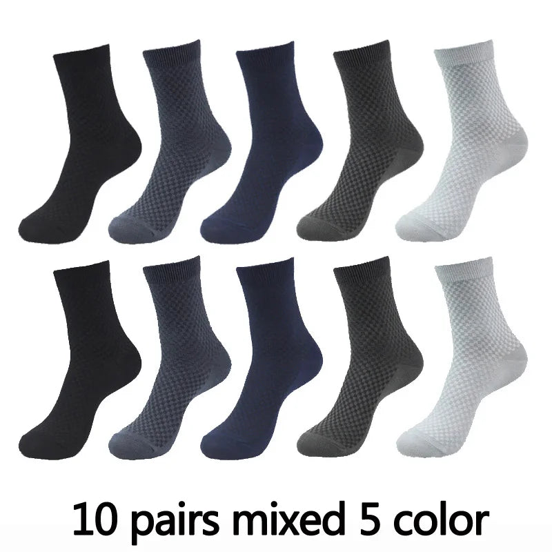 Bamboo Fiber Men's Socks Compression Long Crew — Black | KIMLUD