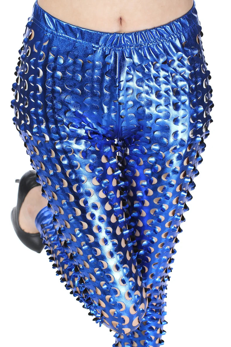 The European Style Hollow Out  High Waist  Imitation PU Leather Leggings  Women Hot Sexy Slim  Leggins For Spring Summer