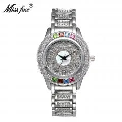 MISSFOX Ladies Gold Party Watches Women Diamond Fashion China Watches Luxury Brand Golden Clock For Ar Female Quartz Wristwatch