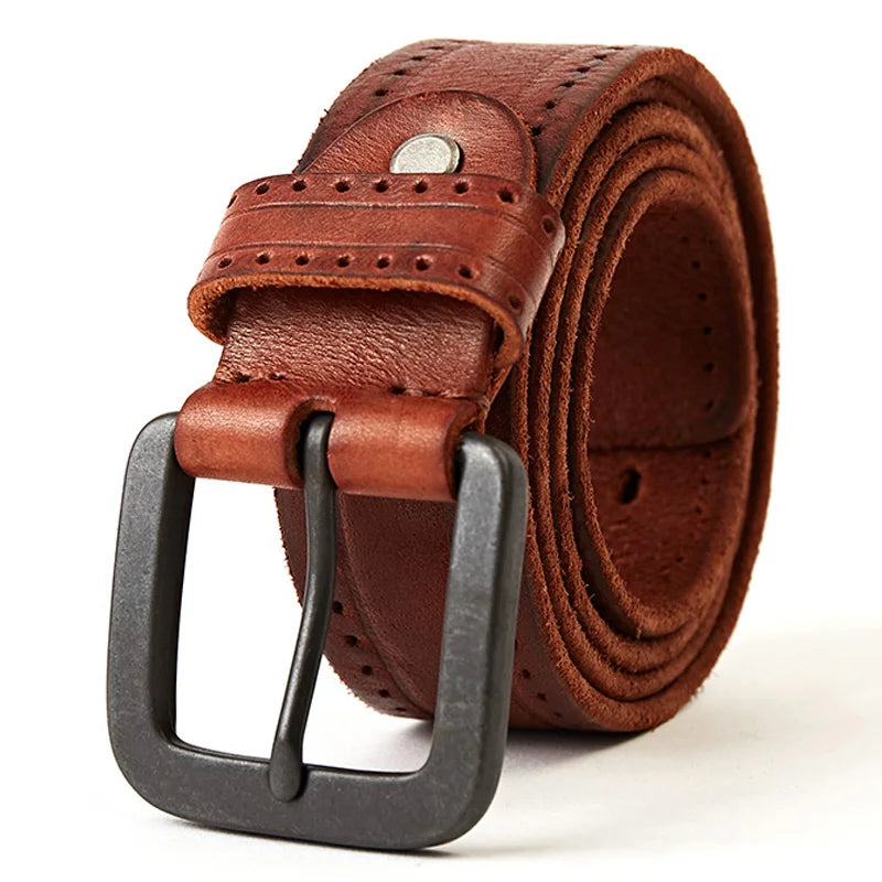MEDYLA Men's Leather Belts For Men Vintage Alloy Pin Buckle Waistband Strap Jeans Belt For Male Cowhide Belt DSW535