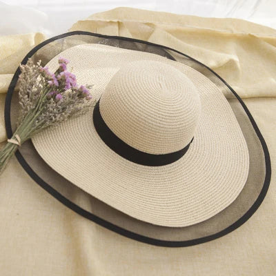 Elegant Wide Brim Straw Solid Sun Hat — Natural | KIMLUD