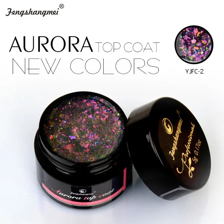 5ml Aurora Nail Gel Top Coat 12 Colors Clear UV Gel Sparkling Nail Polish Art Design Glitter Hybrid Gel Varnish