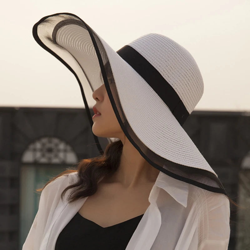 Elegant Wide Brim Straw Solid Sun Hat — Natural | KIMLUD