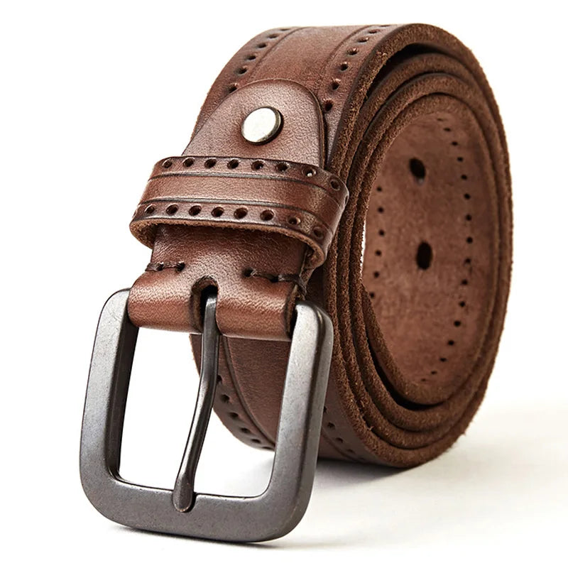 MEDYLA Men's Leather Belts For Men Vintage Alloy Pin Buckle Waistband Strap Jeans Belt For Male Cowhide Belt DSW535